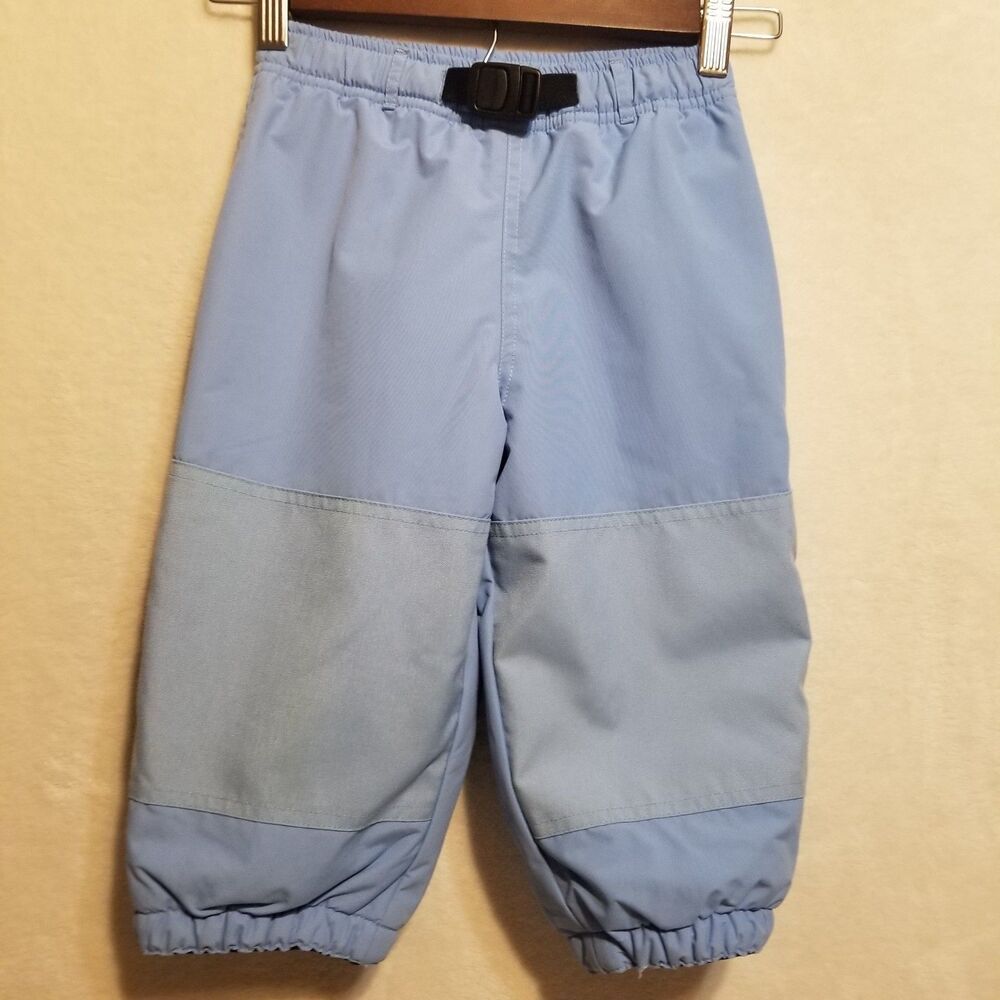Land's End 3T Snow Pants Blue Fleece Lined Jogger Adjustable Belt Nylon Outdoors
